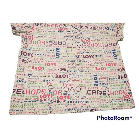 Scrub Studio Positive Vibes Love Hope Care Passion Courage Peace Laugh Scrub Top - Picture 3 of 5